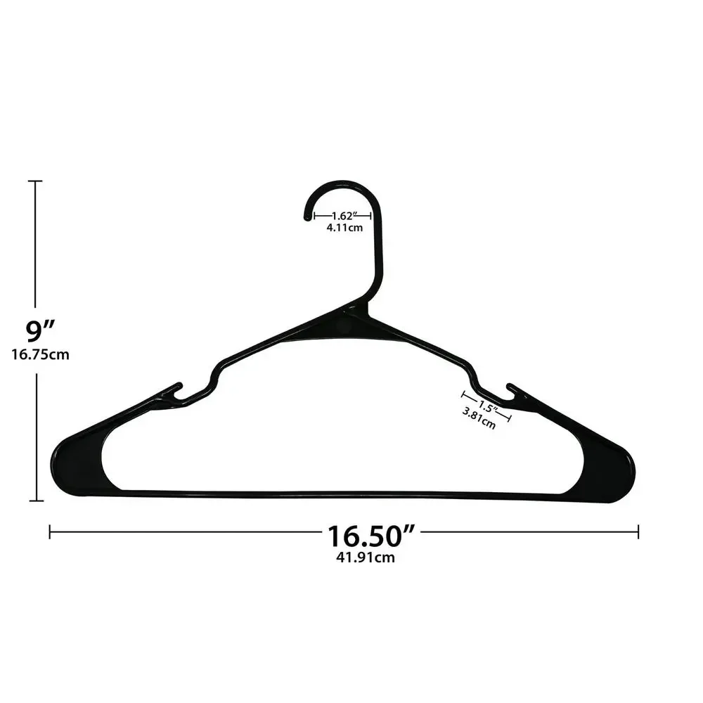 🔥Plastic Notched Adult Hangers for Any Clothing Type Rich Black 50pk BNIB🔥